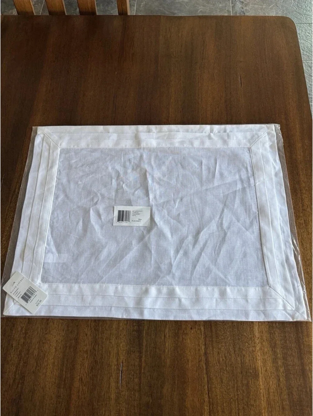Set Of 4 Ralph Lauren White Tuxedo Pleat Placemats 100% Linen